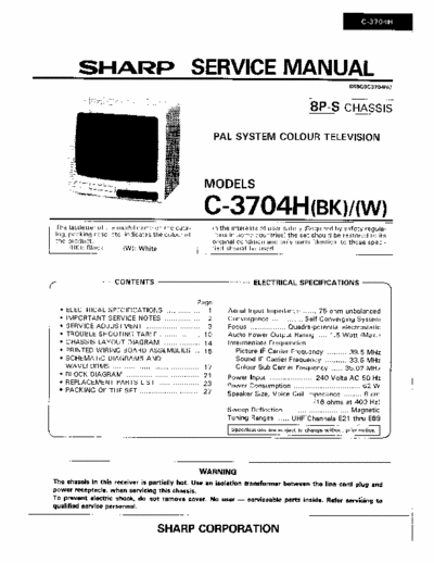 Sharp C-3704H C-3704H (BK)/(W) chassis 8P-S